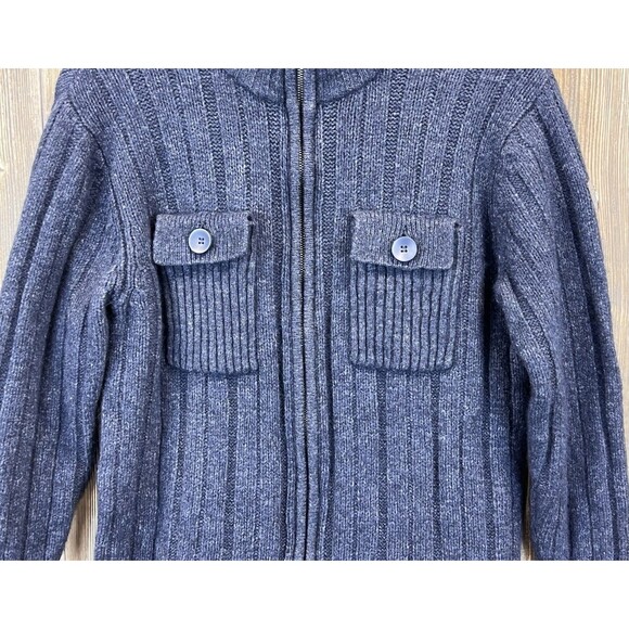 Merrell Sweater Men’s L Wool Blend Ribbed Full Zip Chunky Knit Cabincore Urban - Picture 2 of 14
